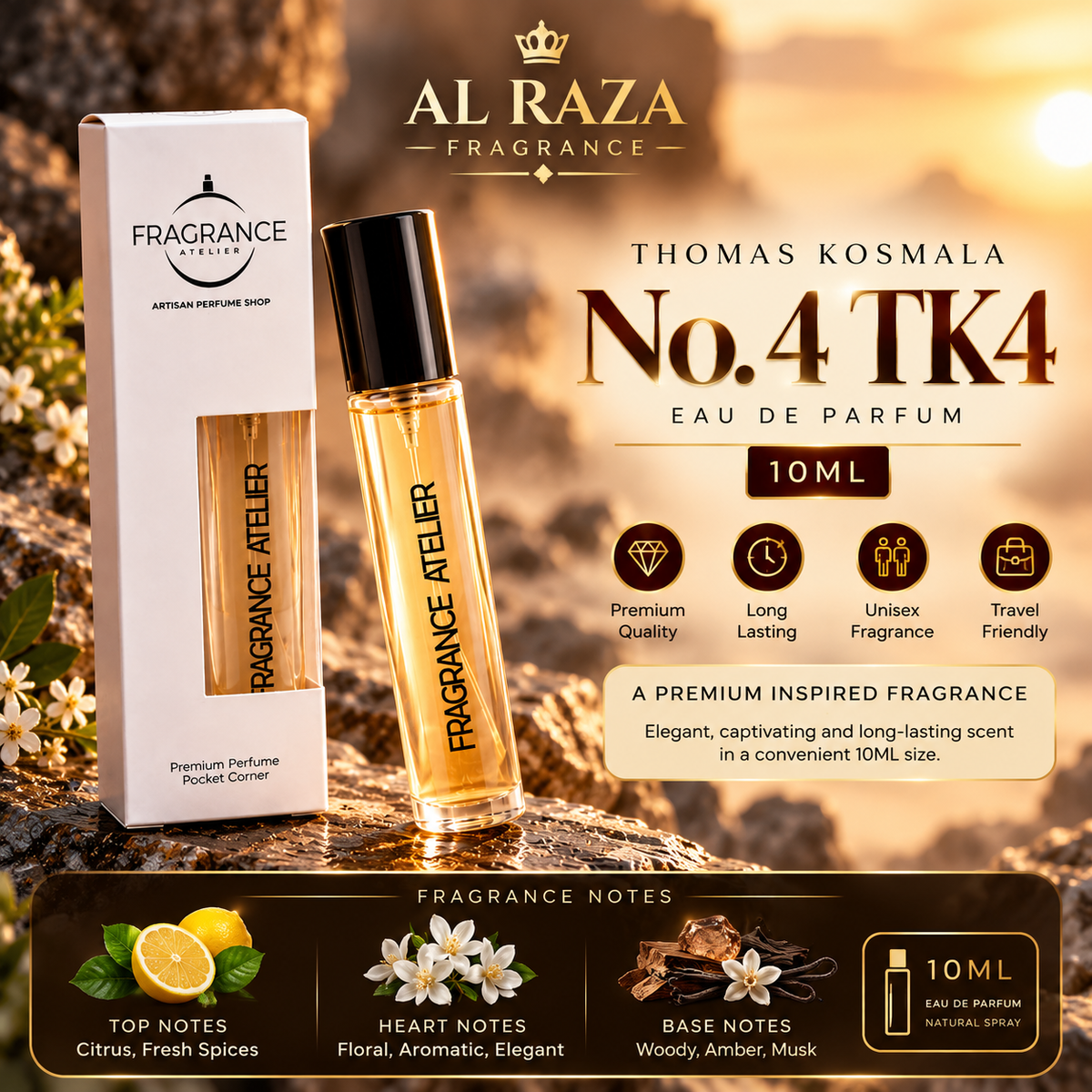 Al Raza Fragrance β TK4 Luxury Pocket Perfume | 10ML | Eau de Parfum